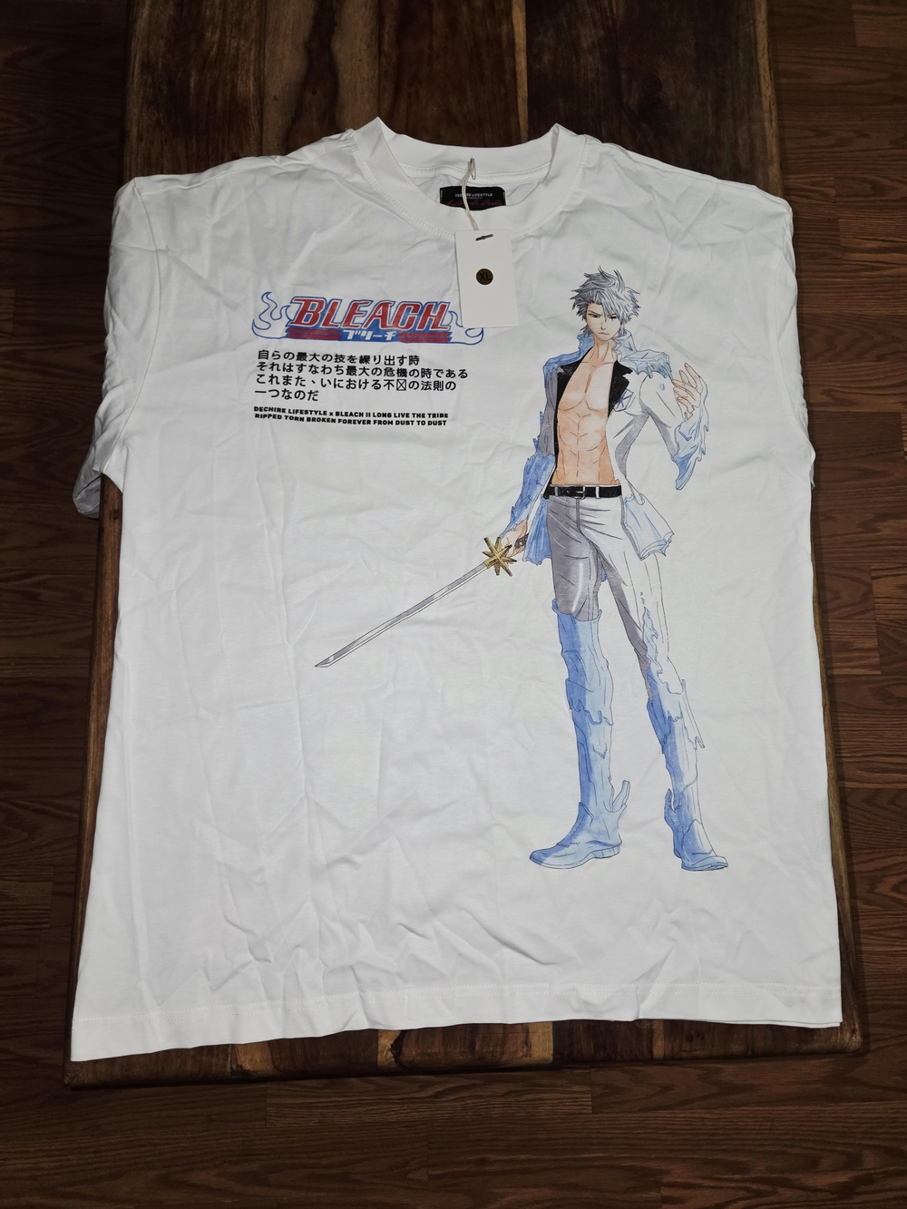 Deshire/BLEACH "Toshiro" Collab Men's Graphic White Tee. Size X-Large
